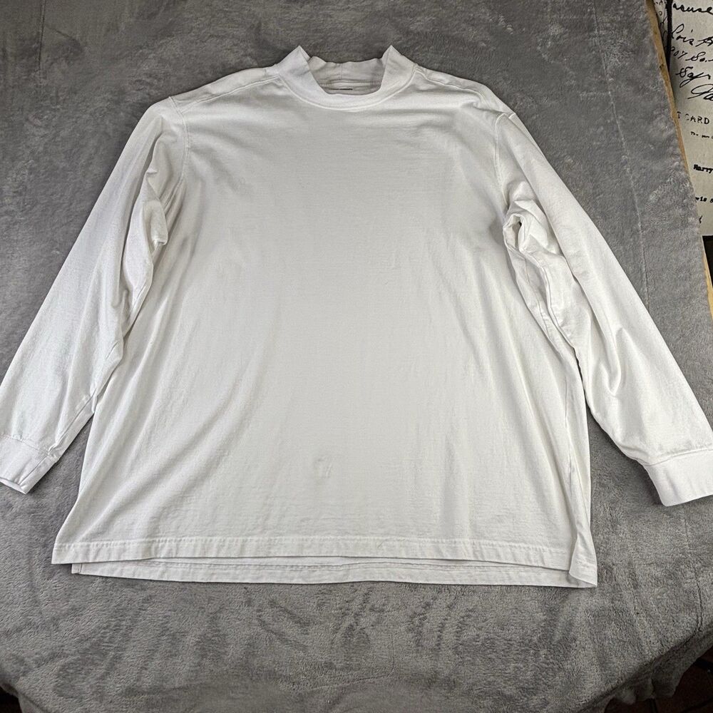 Duluth Trading Co Shirt Men 3XL White Relaxed Fit Pullover Mock Neck Long Sleeve